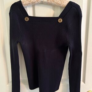 Tommy Hilfiger Navy Square Neckline Sweater